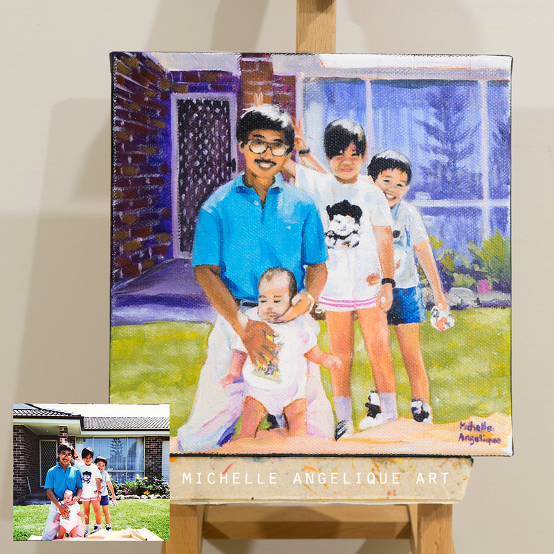 Acrylic painting of family