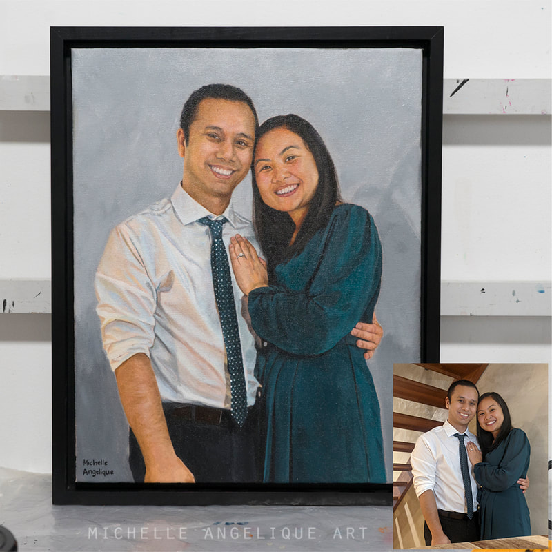 Acrylic painting commission of engagement photo