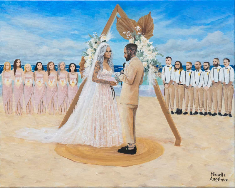  live wedding painting vows at city beach, wollongong