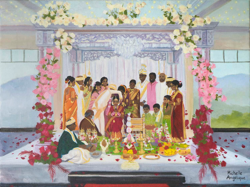  live wedding painting hindu wedding at Panorama House, Bulli tops