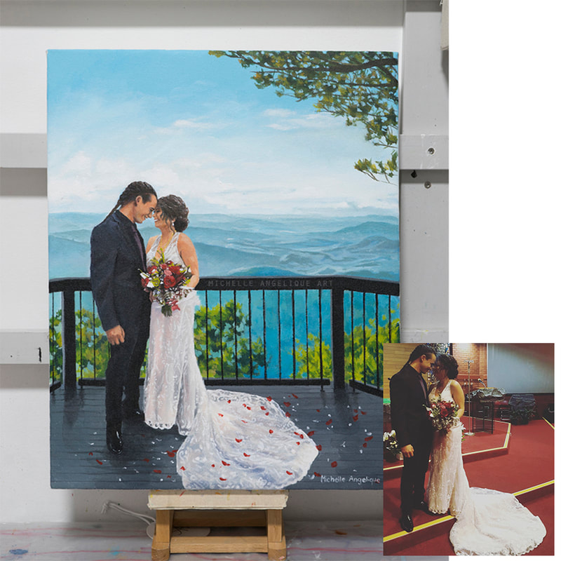 Acrylic painting commission of wedding