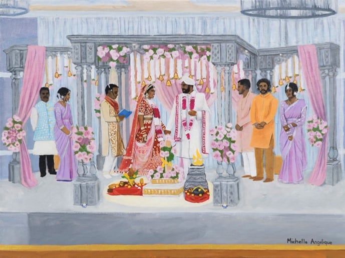  live wedding painting hindu wedding at the epping club