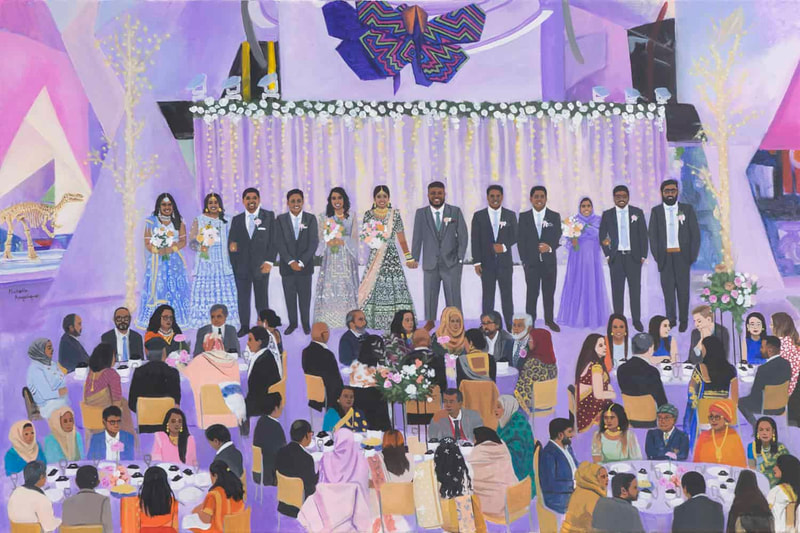  live wedding painting hindu wedding reception at the national museum of australia, Canberra, ACT