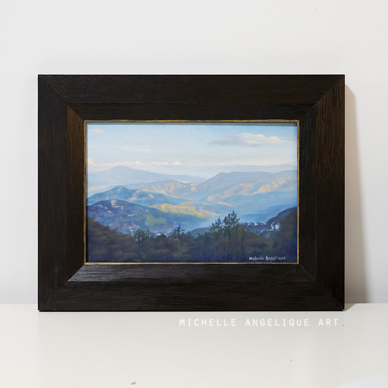 Painted a gold trim. Here's the finished frame! (Painting: As the last light touches the mountains)