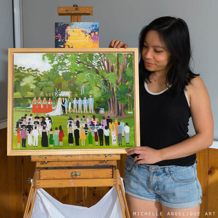 Live wedding painting at The Turpentine Tree in Kurrajong Heights, NSW, Australia