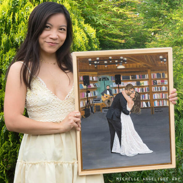 First dance live wedding painting at Book Barn, Bendooley estate, Berrima, nsw