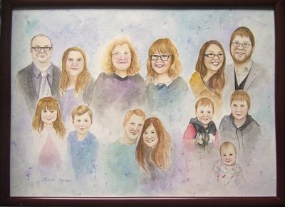 Family portrait gift for Sian's lovely mother Sharon. A3. 2015